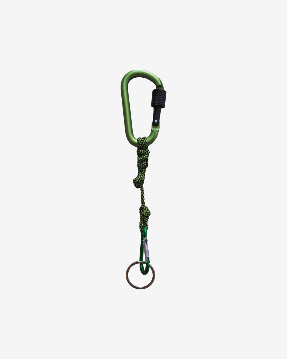 Брелок Ack Items Два карабина зелёный (чёрно-зелёный шнурок)