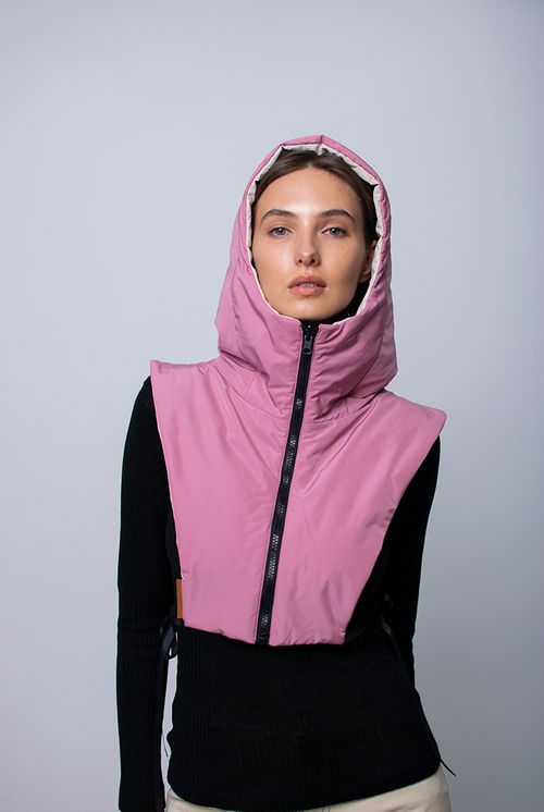 Капюшон-манишка Alexandra Talalay двухсторонняя AH002 бежевый-пурпурно-розовый