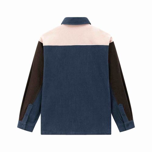Рубашка Ymkashix Velvet Color block Zip Коричневая/Синяя/Розовая