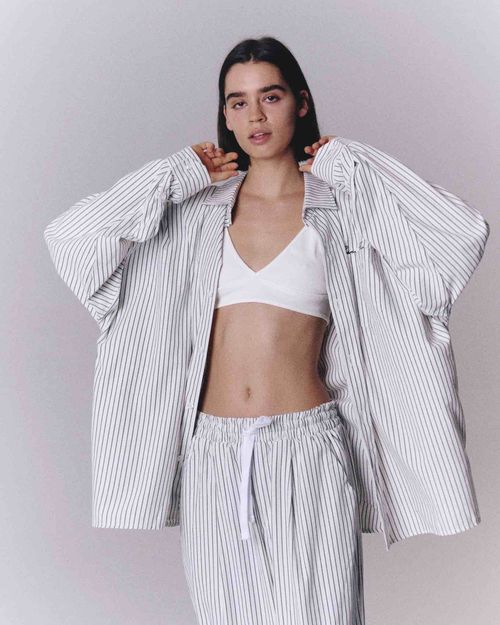 Рубашка One Two Oversized Striped Shirt White