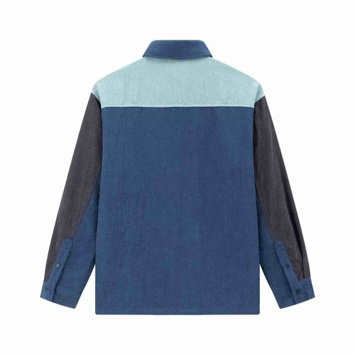 Рубашка Ymkashix Velvet Color block Zip Голубая/Графитовая/Синяя