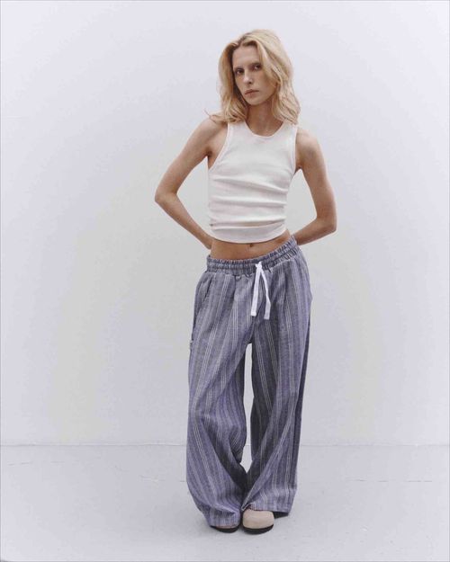 Брюки One Two Striped Baggy Pants Blue